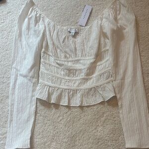Topshop Cream Textured Blouse